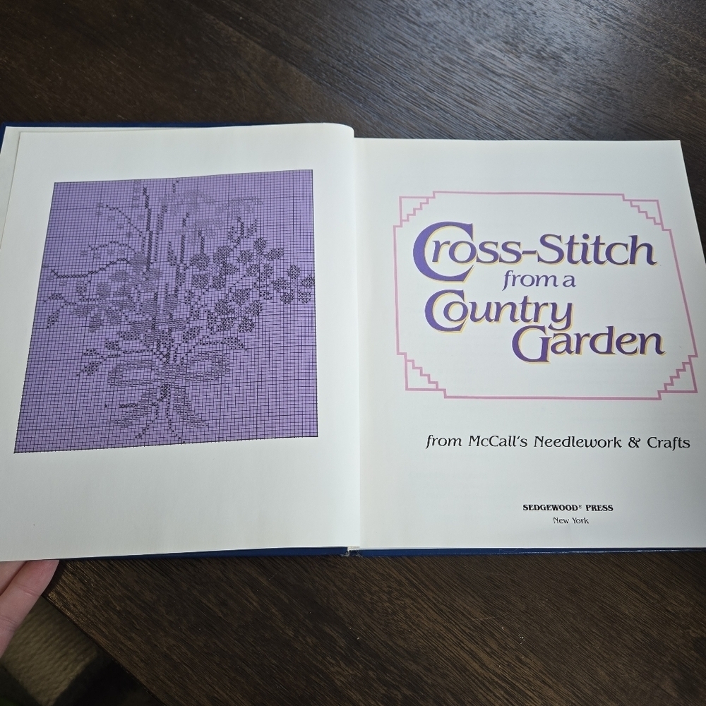 Cross-Stitch from a Country Garden Blue Hardcover Vintage Craft Book 1988